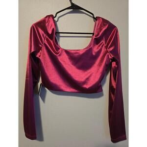 Lulus NWT Fusha Satin Longsleeve Crop (M)